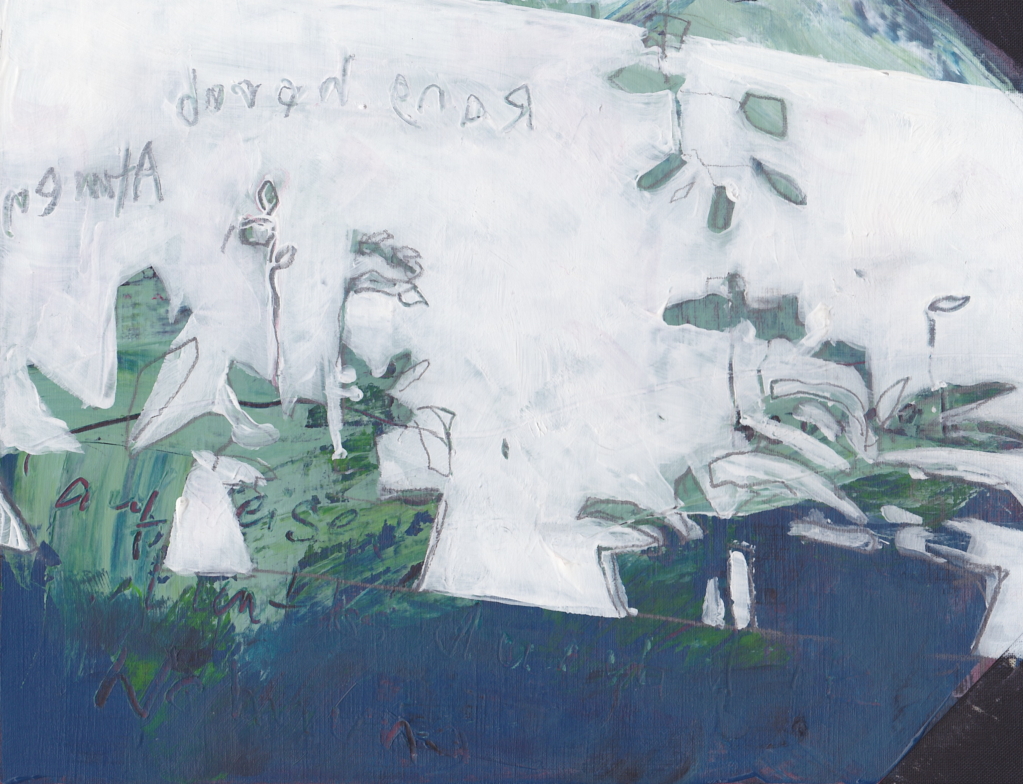 Acryl Bild: Bild vermittelt eine geheimnisvolle, vielschichtige Atmosphäre, moderne Mischtechnik